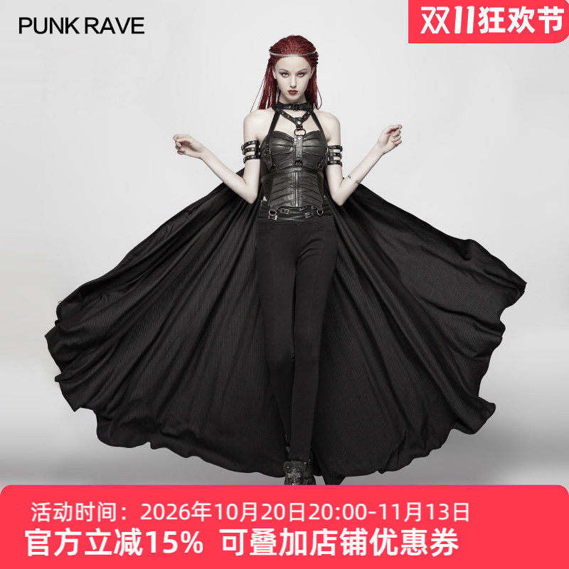 朋克风黑色挂脖斗篷披肩女