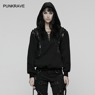 朋克风鬼头连帽卫衣女2025秋冬新款暗黑系美式宽松休闲长袖上衣潮