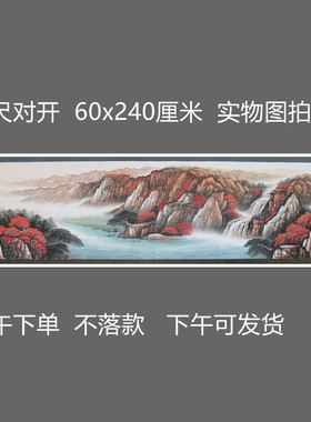 特价手绘无款横幅八尺对开聚宝盆山水国画客厅装饰字画RE6102001