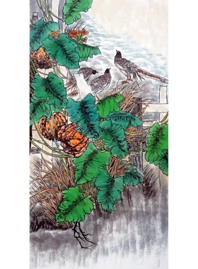 无款家居玄关背景墙装饰大写意四尺花鸟国画宣纸字画RA52830