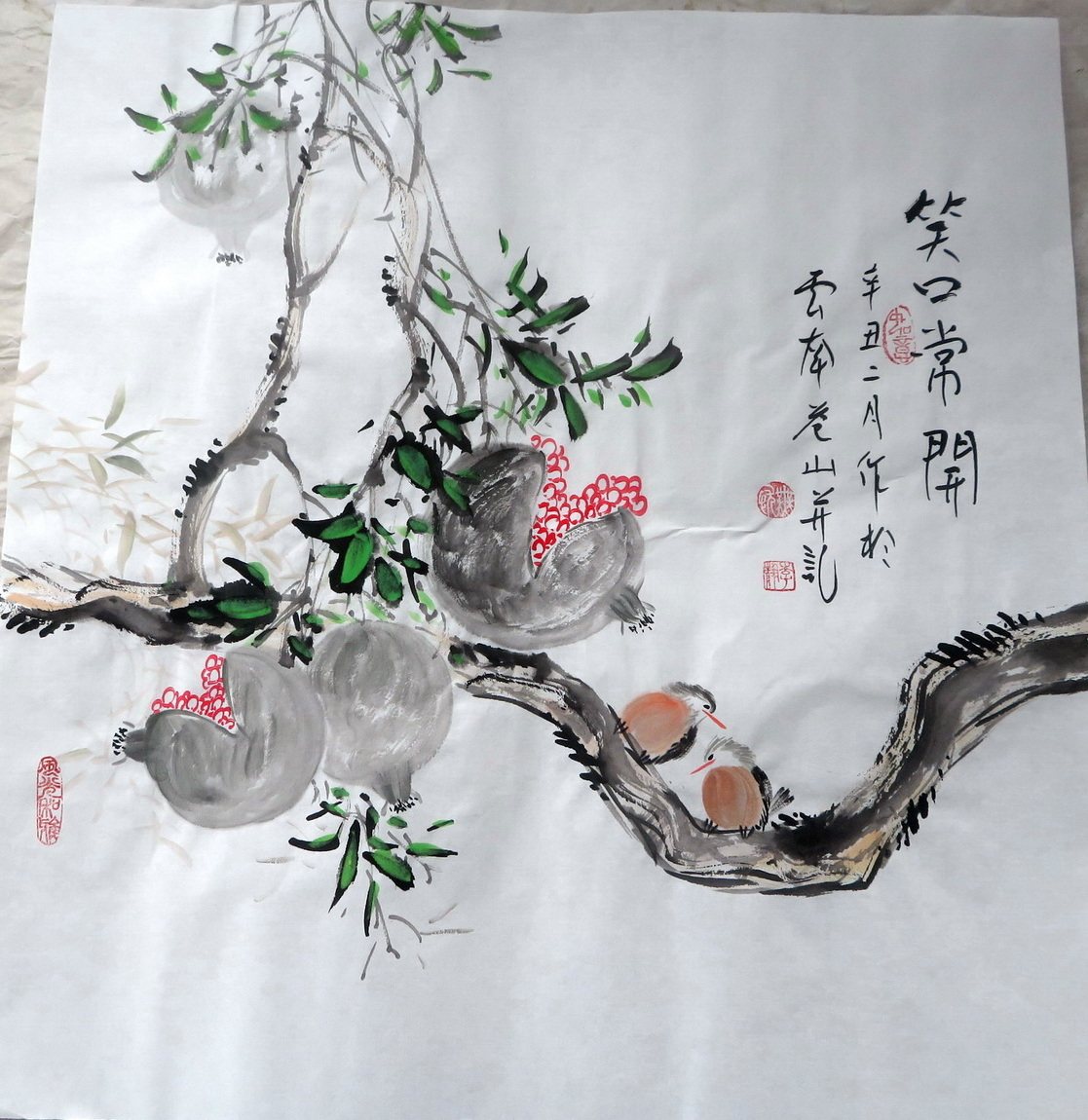 特价已落款三尺斗方水墨花鸟国画手绘中式客厅装饰字画rh10301193