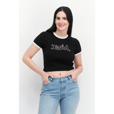 AU X-Gril Mills Outline Ringer Tee 辣妹女士高腰短袖T恤