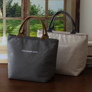 集物优品简约手提包日系上班族防水便当保温袋布包轻盈饭盒包新款