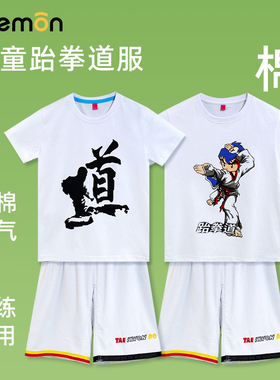 跆拳道服装儿童夏季短袖T恤男女童纯棉运动训练服少儿武术服定制