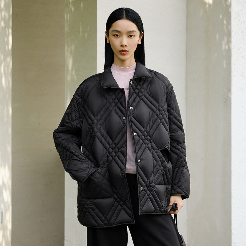 2025冬季新品菱格短款羽绒服女时尚百搭宽松小个子保暖外套女士潮