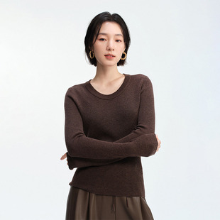 百搭圆领舒适羊毛混纺针织衫 圆领套头毛衣女休闲时尚 新品 2026春季