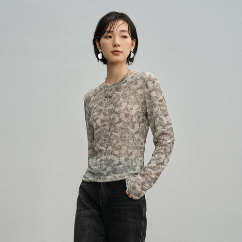 野性优雅显瘦锦纶长袖T恤女