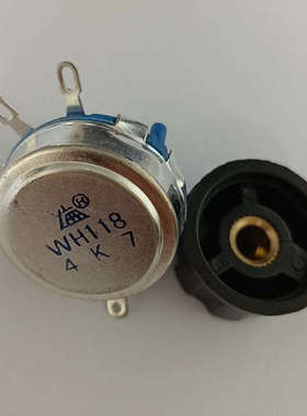 威之WH118电位器，2W功率，带旋钮，蓝色外壳，成色如图