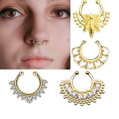 鼻钉无洞假贴印度首饰女防过敏鼻环镶钻欧美穿刺clip nose ring