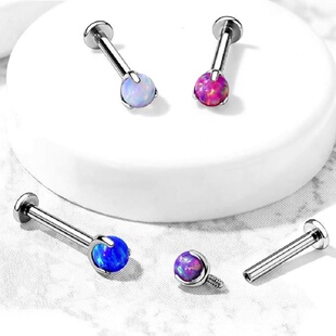 8mm杆长医用钛钢防过敏欧泊石T杆唇钉长杆耳钉Labret