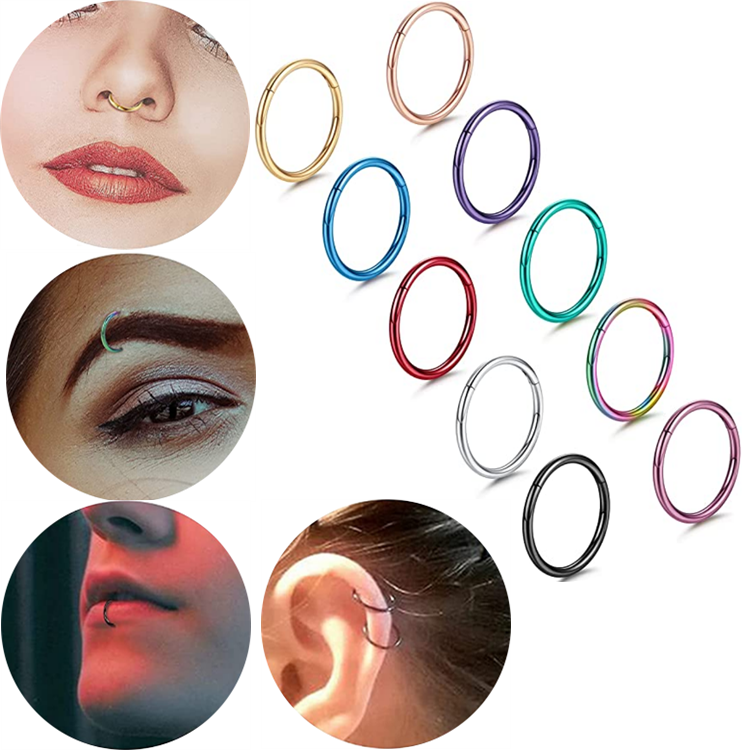 高品质钢唇耳环朋克无缝