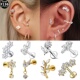 花形锆石耳钉女F136医用钛合金防过敏养耳洞超闪免摘耳蜗钉耳骨钉