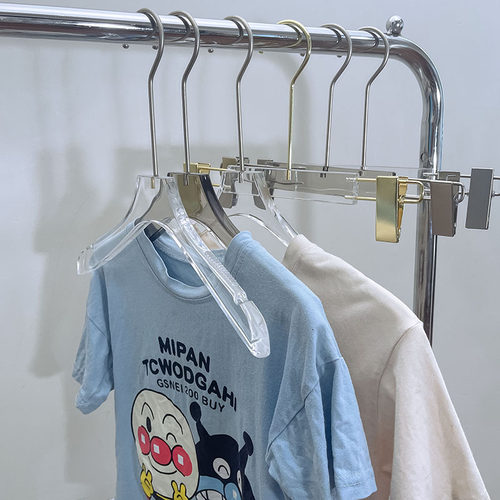 儿童亚克力衣架服装店专用高档童装店铺透明水晶衣撑裤挂定制logo
