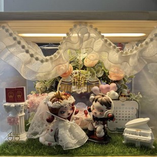 泡泡玛特结婚订婚新婚系列skullpanda平日奇境礼物展示盒