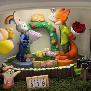 欢疯狂动物城秋日庄园系列手办盲盒朱迪尼克周边摆件礼