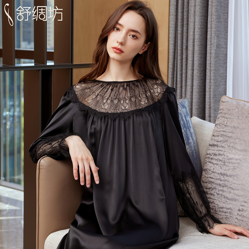 舒绸坊夏季100%桑蚕丝真丝睡裙