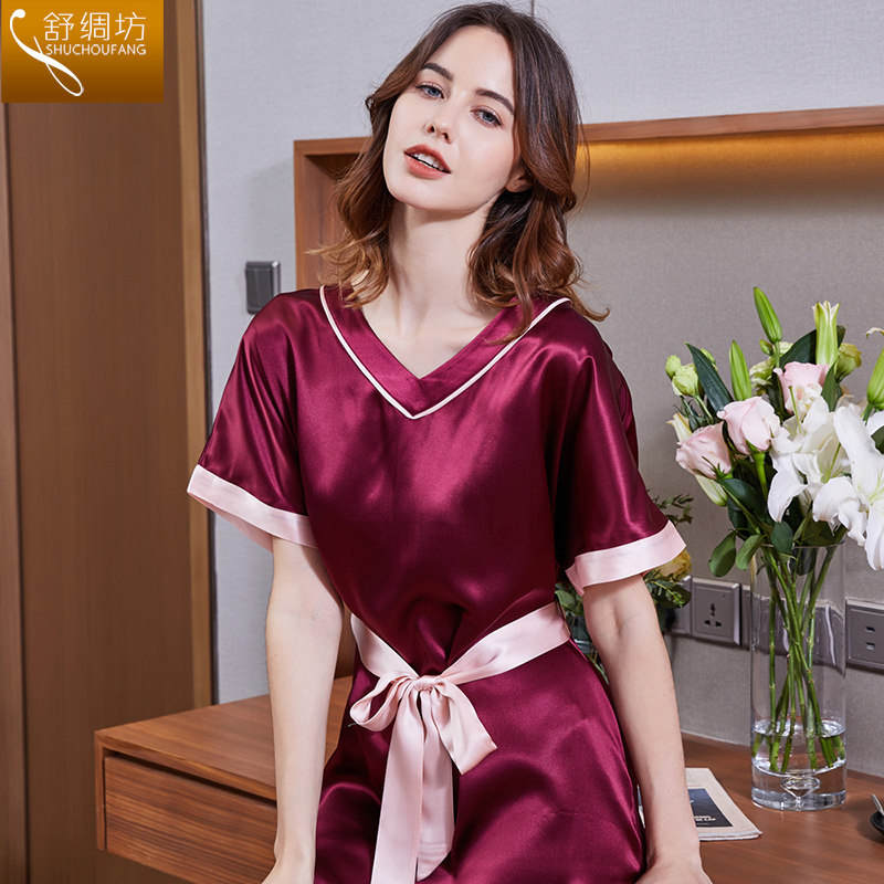 舒绸坊真丝睡衣女士夏季短袖桑蚕丝睡裙薄款性感公主风丝绸家居服|ruв категории Нижнее белье, платье - от Buy2taobao.com для оказания профессиональной услуги покупки агента Taobao