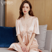蕾丝桑蚕丝夏季 法式 睡衣 重磅真丝睡裙女带胸垫性感短袖 舒绸坊新款