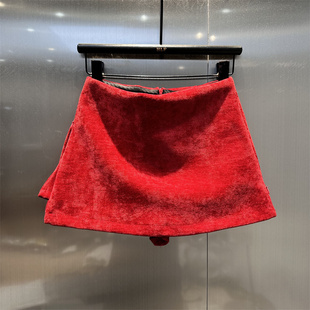 美式洋气氛围感红色休闲半身裙女2025年冬季新款时尚气质辣妹短裙
