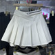 百搭显瘦半身裙女夏款 设计感收腰A字白色西装 短裙女新款 a字百褶裙