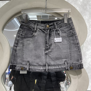 辣妹风复古磨白时髦百搭牛仔半身裙潮防走光A字短裙 2025春夏新款