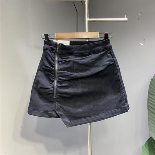 牛仔包臀裙性感百搭褶皱a字短裙