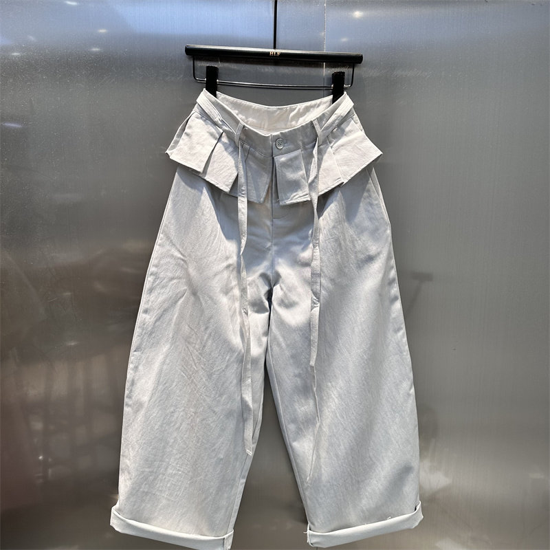 美式灰蓝色假两件屁帘拼接设计感阔腿裤女2026年春季新款时尚长裤,女装/女士精品,休闲裤,淘宝优惠券,粉丝福利购,淘宝优惠卷