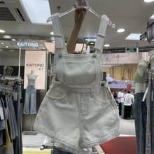 韩版2025年夏季新款百搭减龄白色牛仔背带a字甜辣短裤女