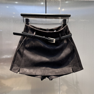 小众设计鹿皮绒半身裙裤女2025年秋冬新款高腰显瘦时尚洋气A字裙