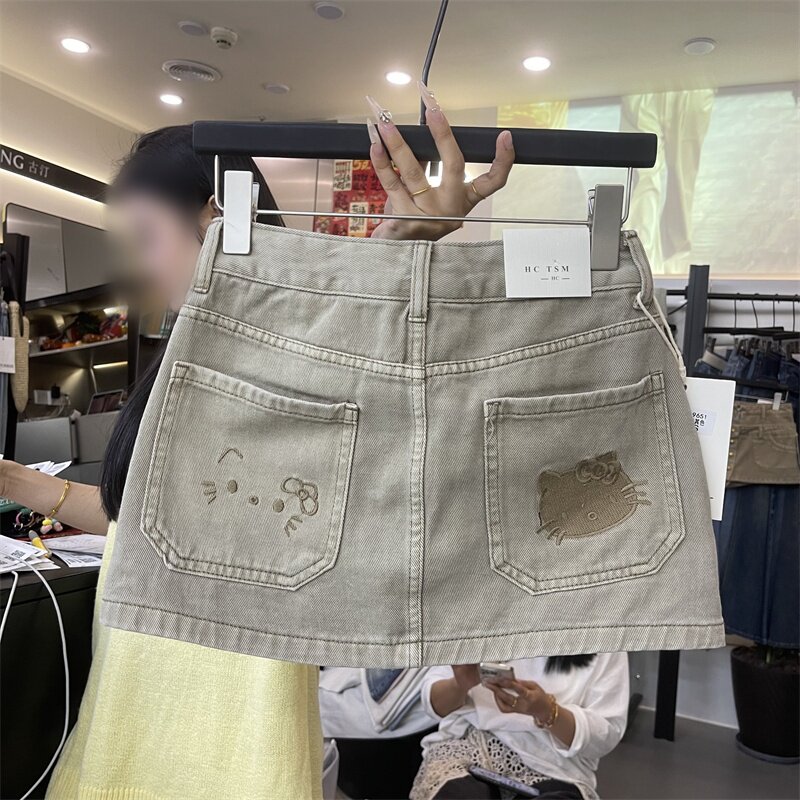 2026年夏季韩系牛仔短裙女猫咪刺绣辣妹裙百搭显瘦款半身裙温柔风