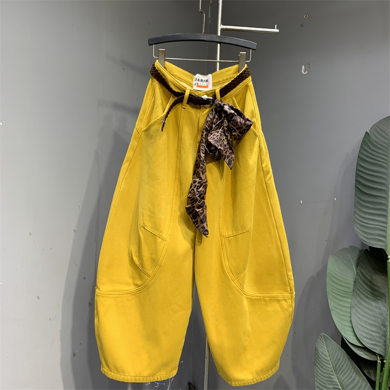 美式高街小众洋气休闲弯刀裤女2025年冬季新款加绒加厚宽松牛仔裤