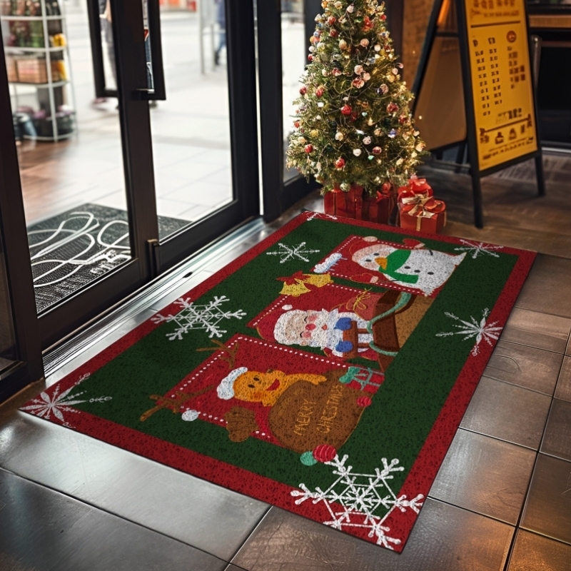 圣诞节装饰品新款入户地垫地毯垫子大门口脚踏垫商场圣诞氛围布置