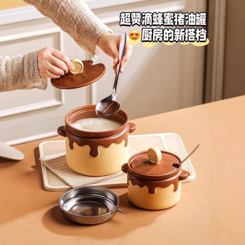 耐高温猪油罐2025新款辣椒油罐子蜂蜜猪油盆大容量荤油罐厨房家用