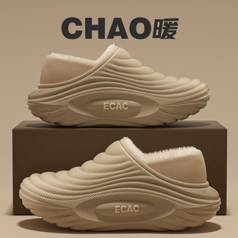 防水棉拖鞋男款秋冬季2025新款居家加绒加厚保暖包跟外穿棉鞋男士