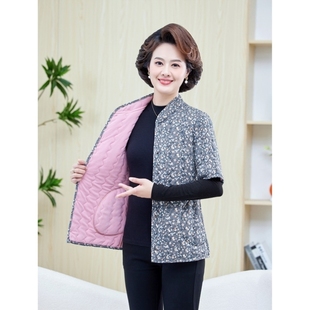 妈妈秋冬装棉马甲女加厚中袖棉衣中老年加绒护背马夹棉服外套