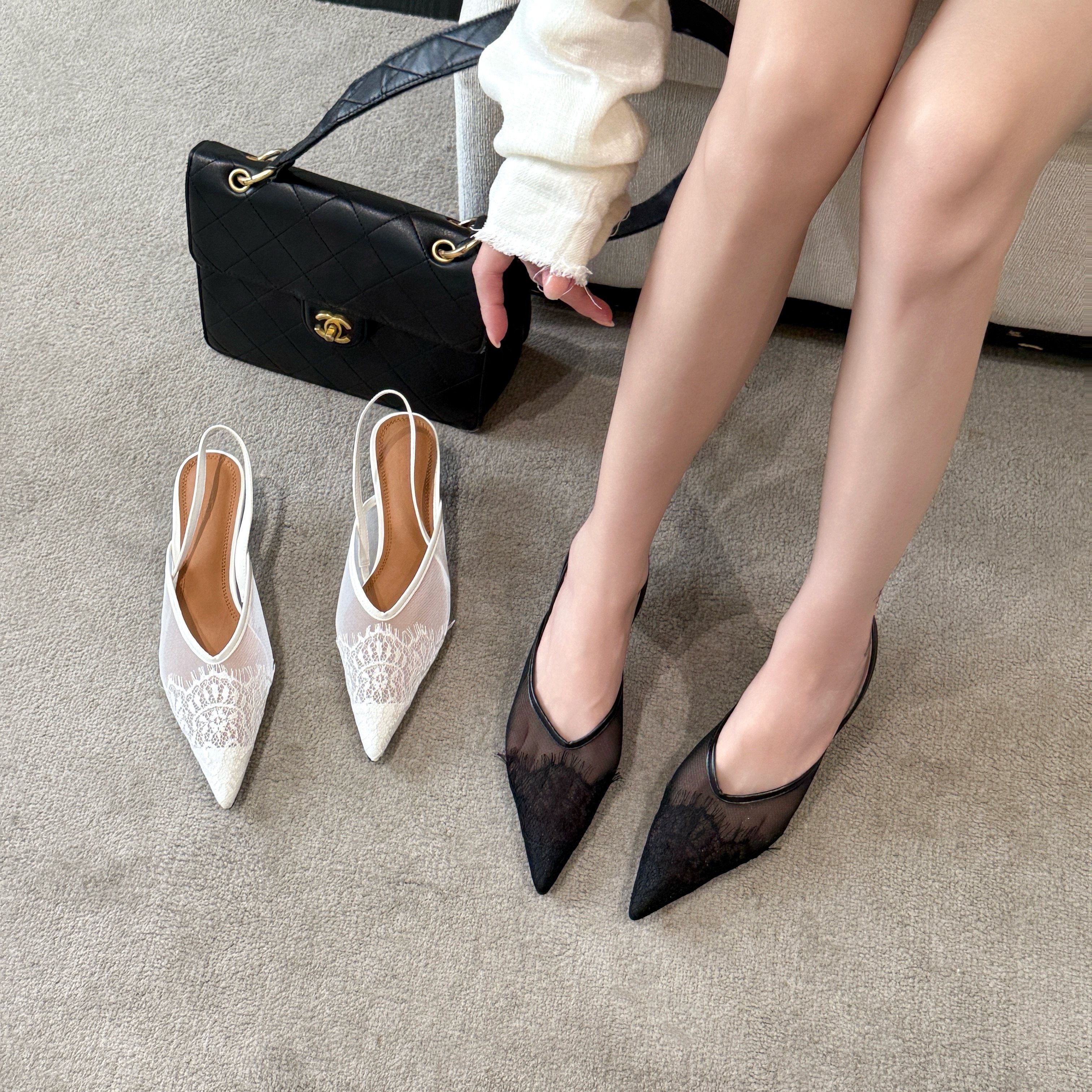 春日公主法式浪漫气质网纱尖头后空凉鞋春夏透气仙女中跟鞋子,女鞋,时装凉鞋,淘宝优惠券,粉丝福利购,淘宝优惠卷