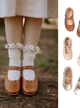 5Z 清仓特价 24SS丹麦Petit Nord PN 儿童玛丽珍复古皮鞋花边甜美