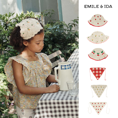 法式复古儿童编织帽头巾