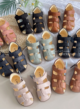 85Z 丹麦bundgaard儿童凉鞋纯皮魔术贴包头夏季男女软底防滑ranjo