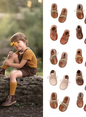 8Z 24秋冬丹麦Petit Nord PN儿童皮鞋系带复古手工短靴男女加绒