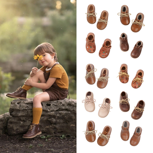 PN儿童皮鞋 Nord 系带复古手工短靴男女加绒 24秋冬丹麦Petit