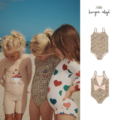 现货丹麦KS儿童连体豹纹泳衣