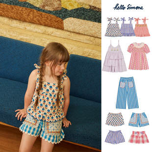 长裤 26SS新款 碎花吊带背心短裤 Simone儿童连衣裙法式 法国Hello