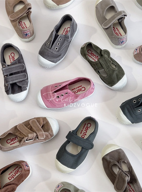 现货西班牙Cienta儿童帆布鞋纯色软底一脚蹬玛丽珍香香鞋复古男女