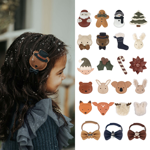 24FW荷兰DONSJE圣诞儿童配饰发夹发绳领结纯皮可爱动物雪兔