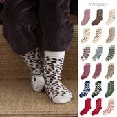25AW现货丹麦Minipop儿童短袜基础条纹印花竹纤维超软坑条纹男女