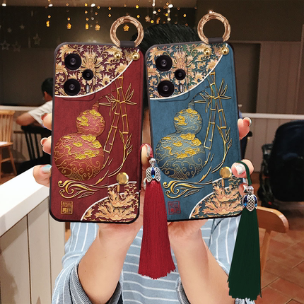 适用红米立体浮雕note14葫芦pro腕带note13手机壳turbo4妈妈12防摔10斜挎手提11腕带3故宫硅胶国风极速本命年