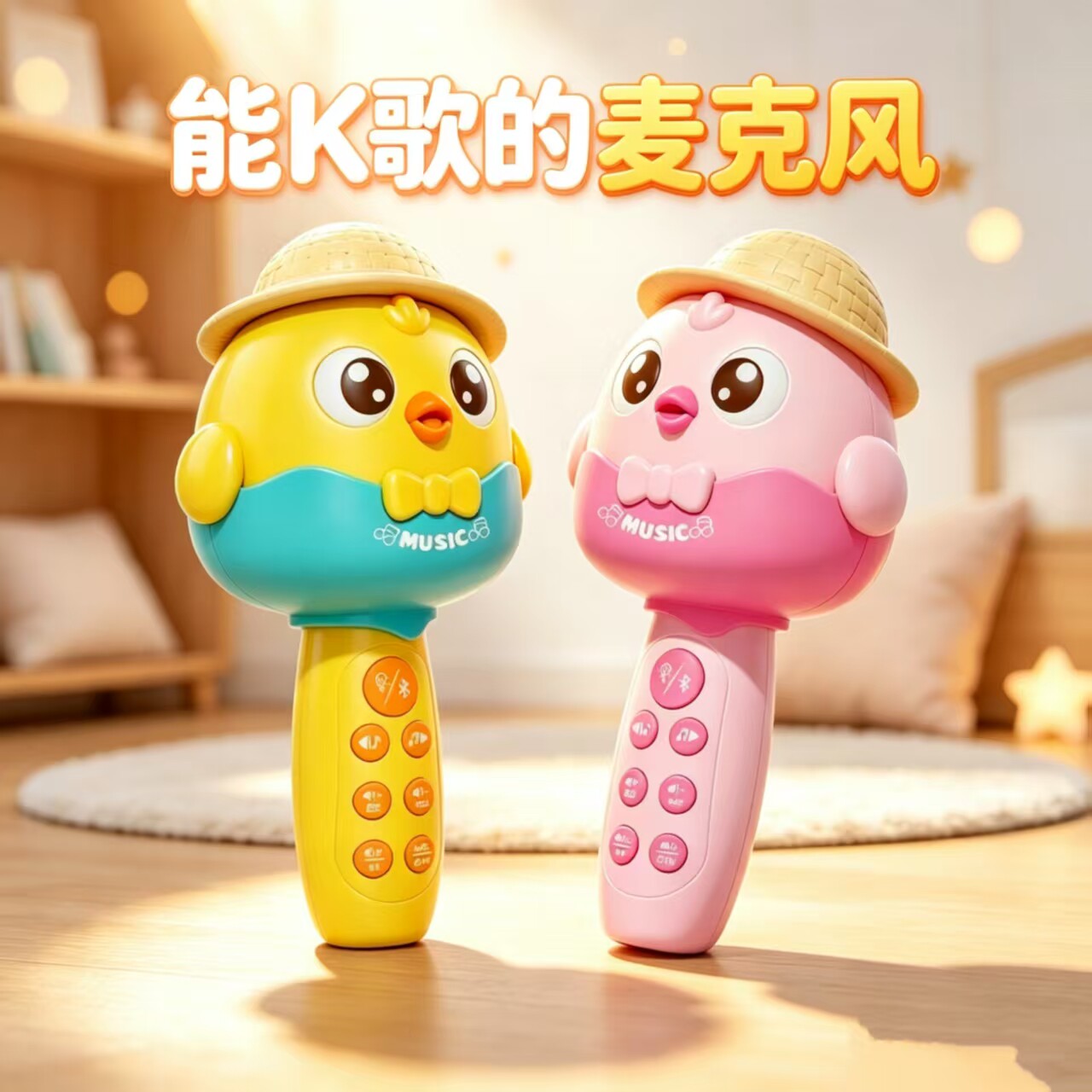 儿童话筒麦克风玩具1-3岁宝宝学说话唱歌K歌娱乐音箱响可连蓝牙