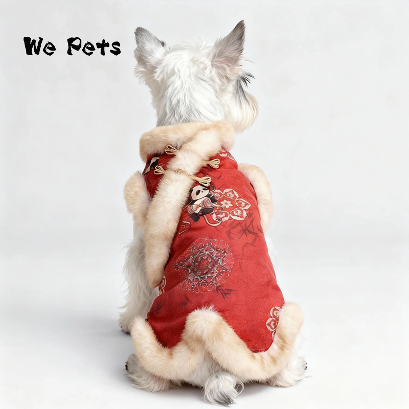狗狗宠物中国风旗袍 冬季加绒保暖衣服 泰迪博美中小型犬