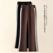 女设计感春秋宽松运动裤 冬季 高腰西装 喇叭裤 加绒 裤 潮牌咖色微喇裤